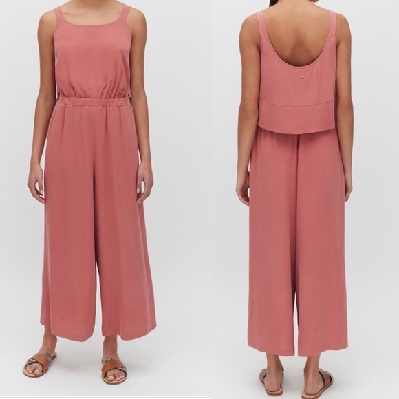 Cuyana Pants - CUYANA pink silk jumpsuit